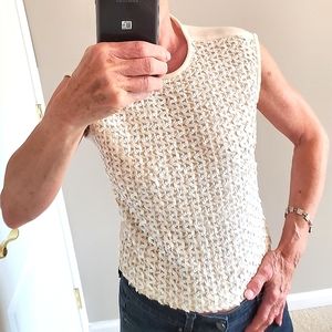 Vintage 1960s Mother of pearl sequins knit top.